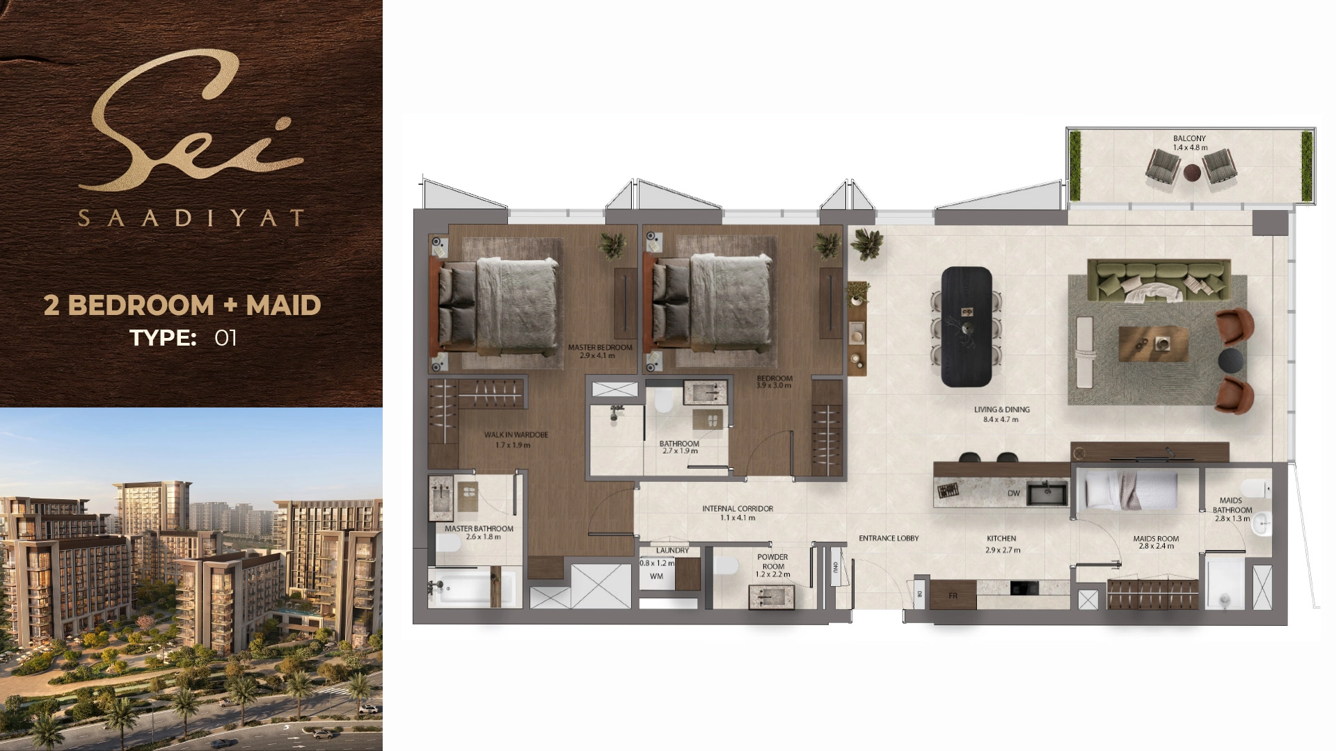 2 BR + Maid